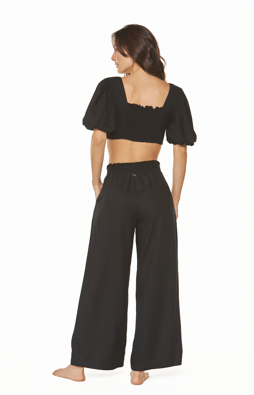 Pantalón playero negro largo con bota ancha Spiaggia