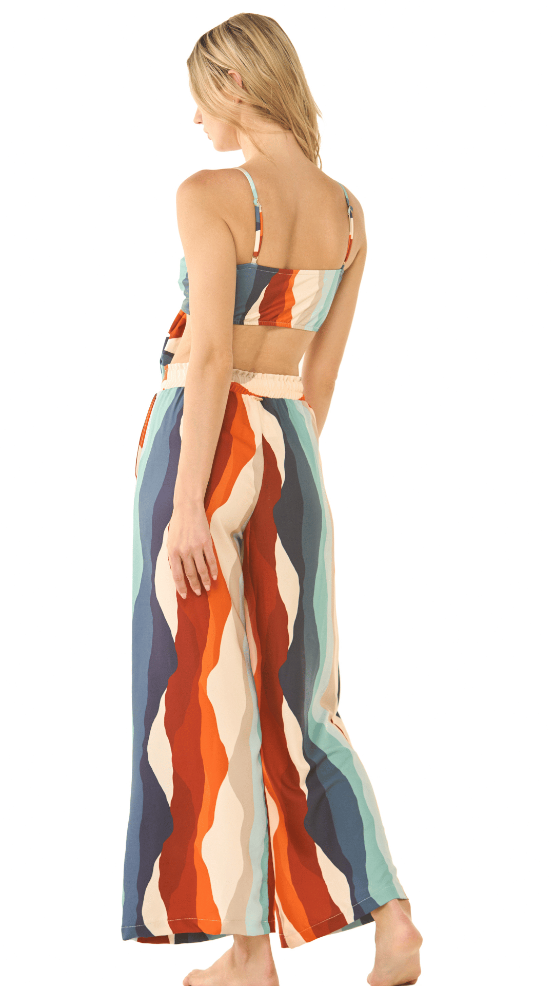 Salida de baño top estampado con amarre frontal Dunas