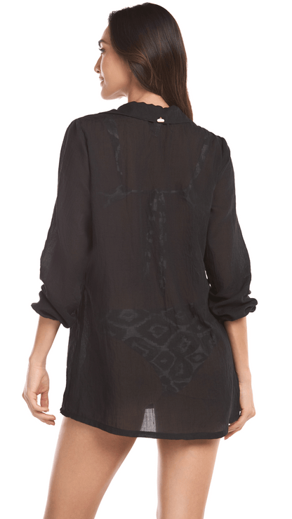 kimono corto negro Jaspe es ideal para cualquier ocasión.
