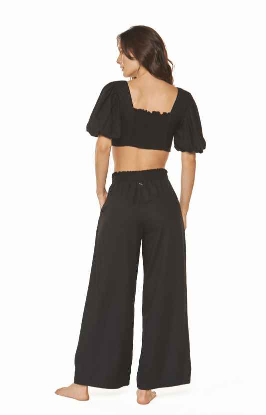 Pantalón playero negro largo con bota ancha Spiaggia